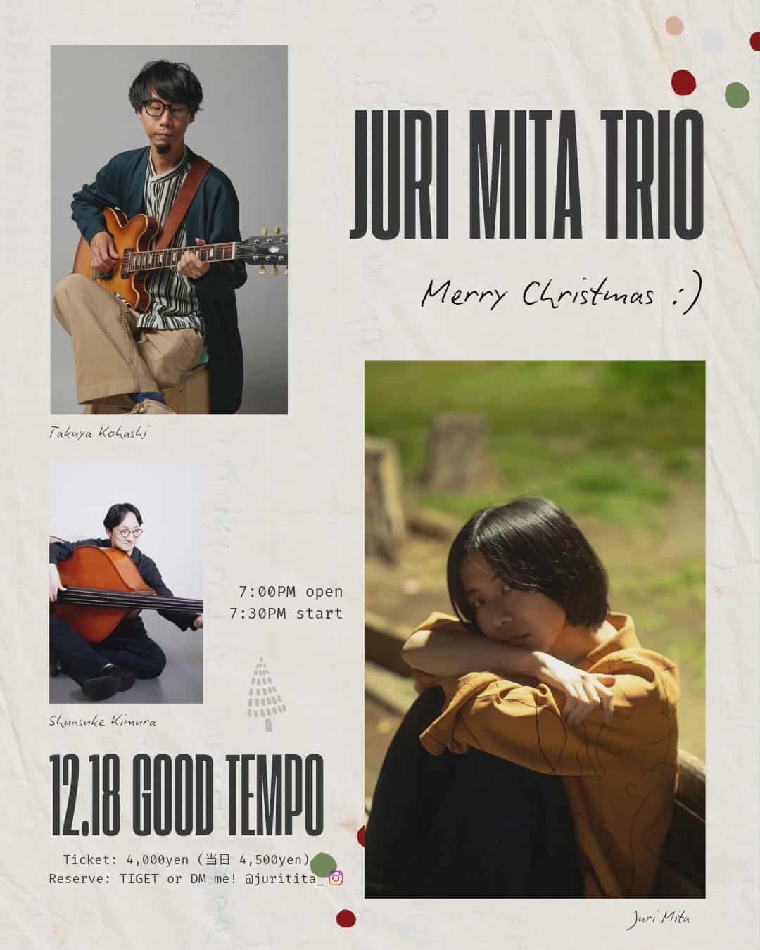 GOOD TEMPO MUSIC HOUR <br>JURI MITA TRIO　<br>~Merry Christmas~